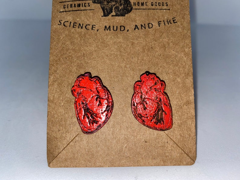 Anatomical Human Heart Stud Earrings
