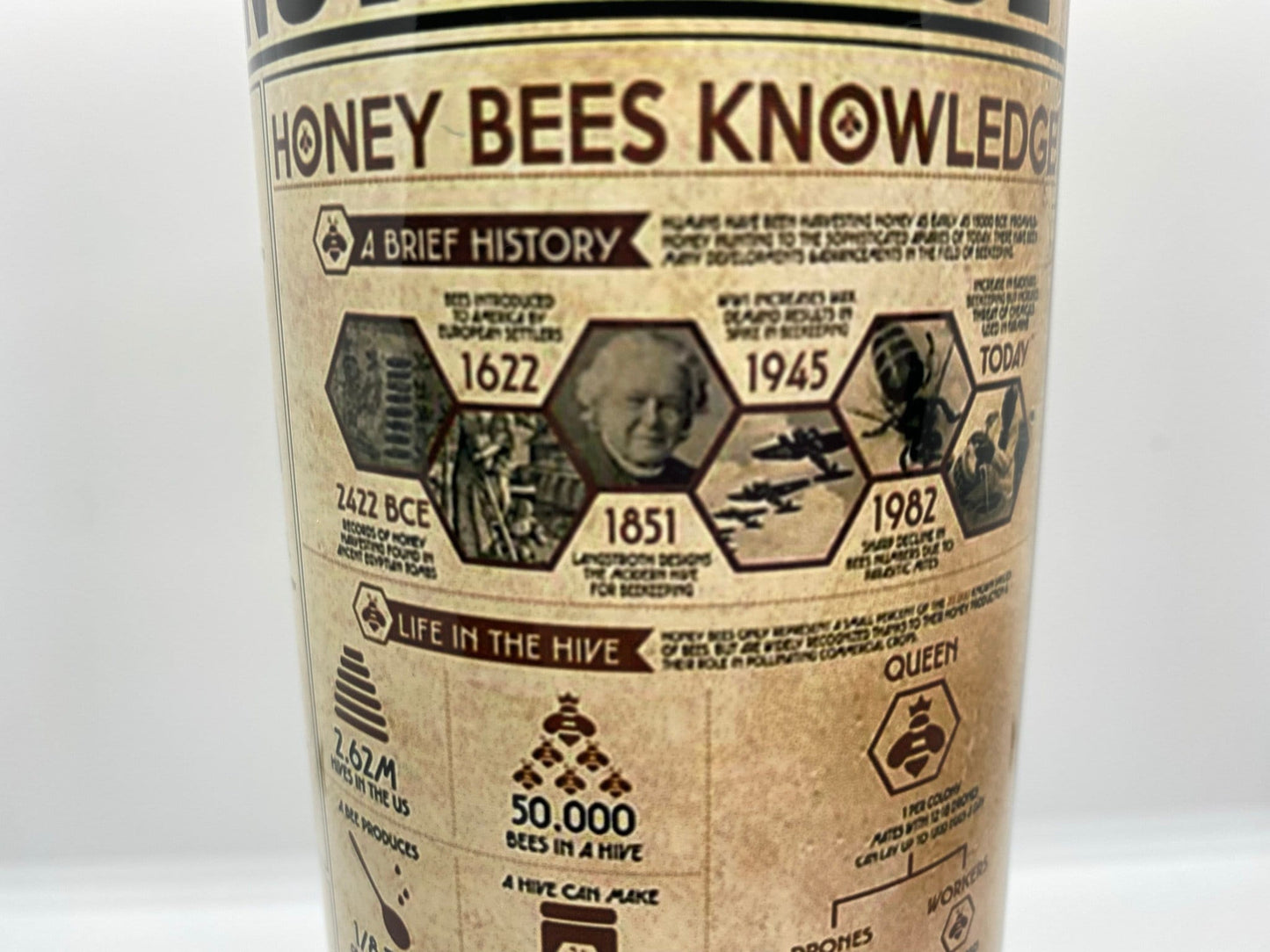 Bee Knowledge Tumbler | 20oz Skinny Tumbler | Beekeeper gift, pollinator, nature lover gift, Gifts for beeks