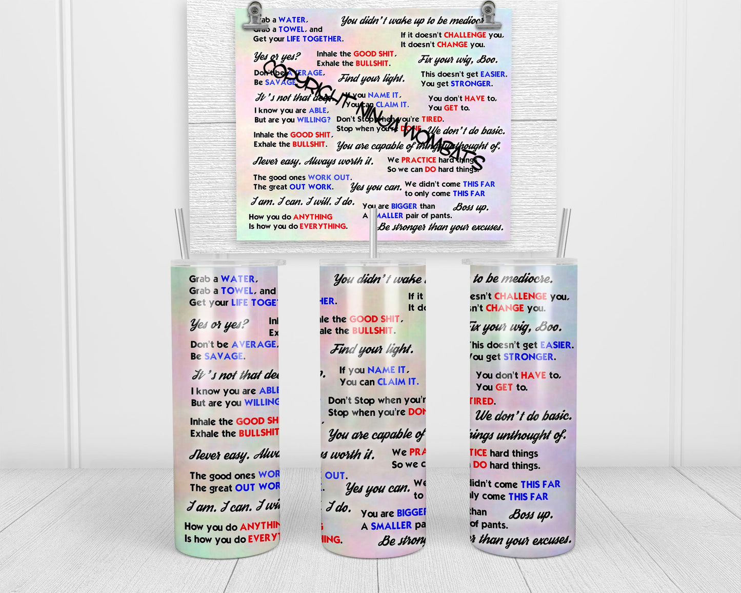 Spin Instructor Quotes | 20oz Skinny Tumbler | Inspirational Gift for Cyclists, Fitness Friends, Peloton Fans