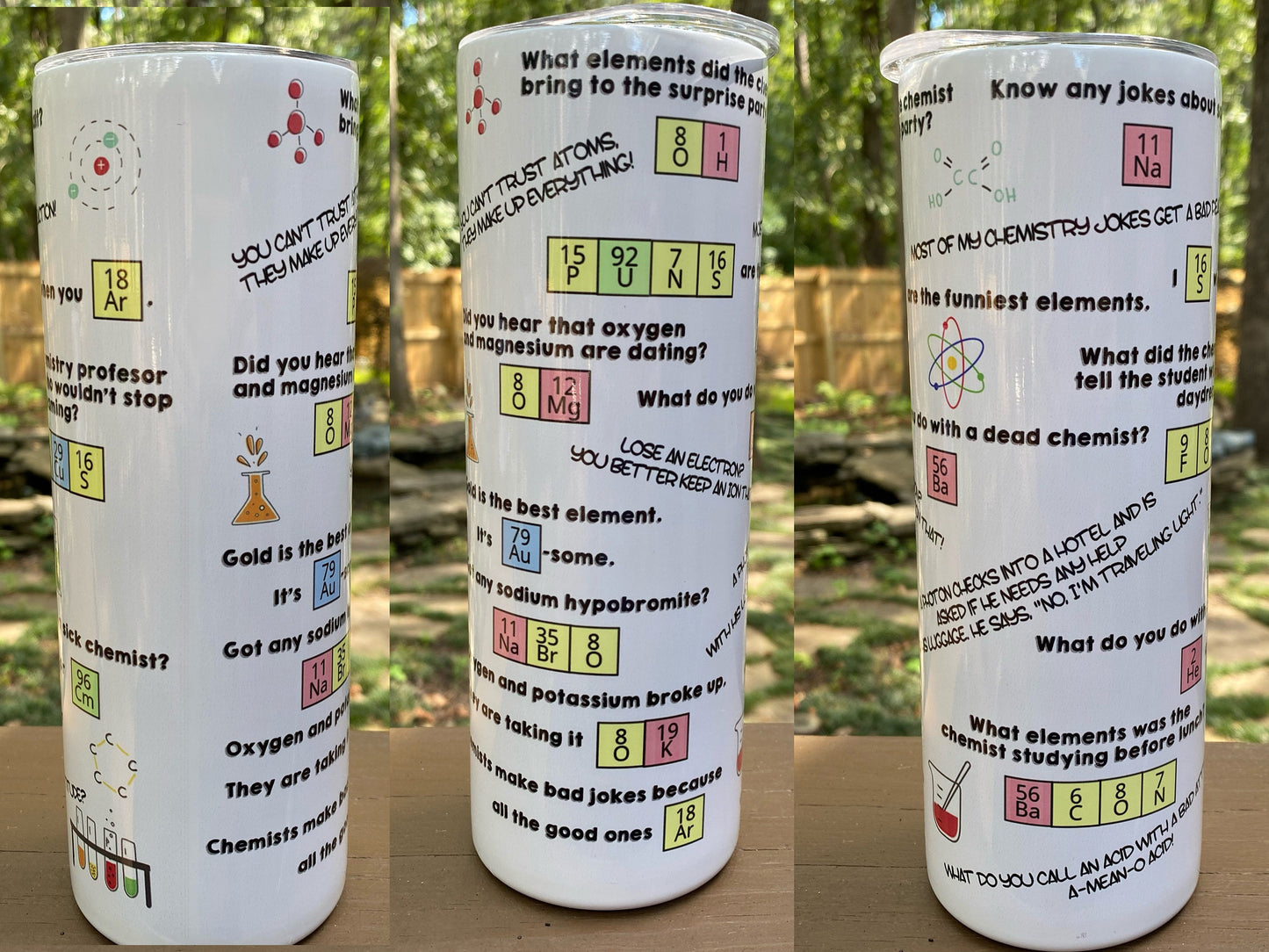 Chemistry Puns Chem Humor | 20oz Skinny Tumbler | Funny Gift for Chemist, Professor, Graduate, Student - Chemistry Jokes - Science Humor