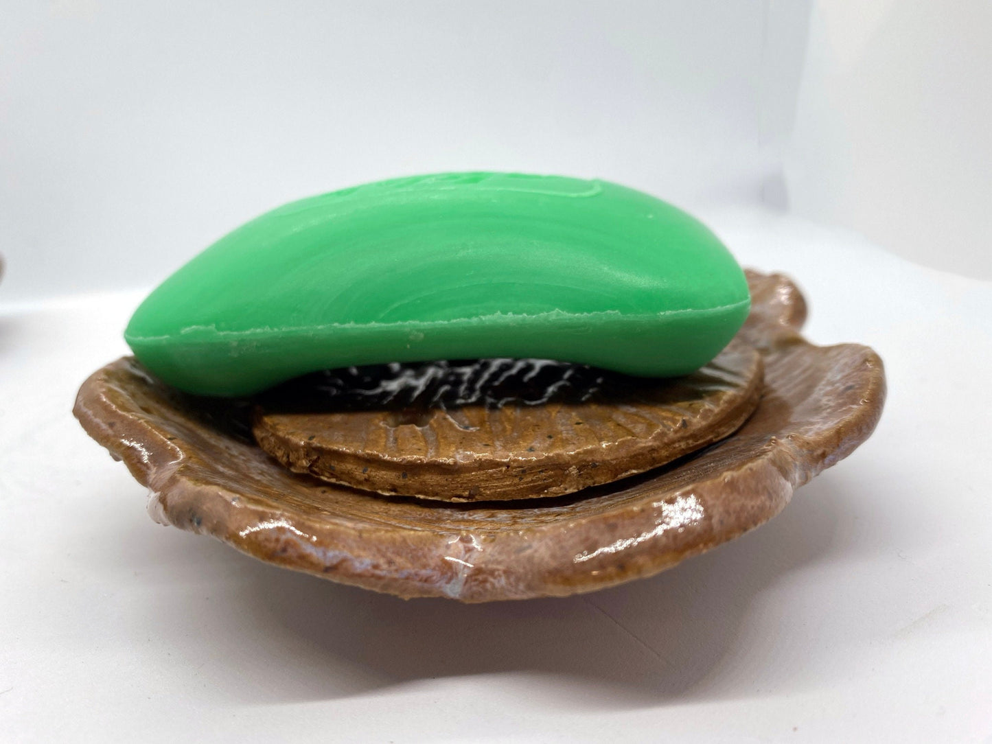 Tree Bark Textured Handmade Soap Dish or Trinket Dish - Stoneware Ceramics