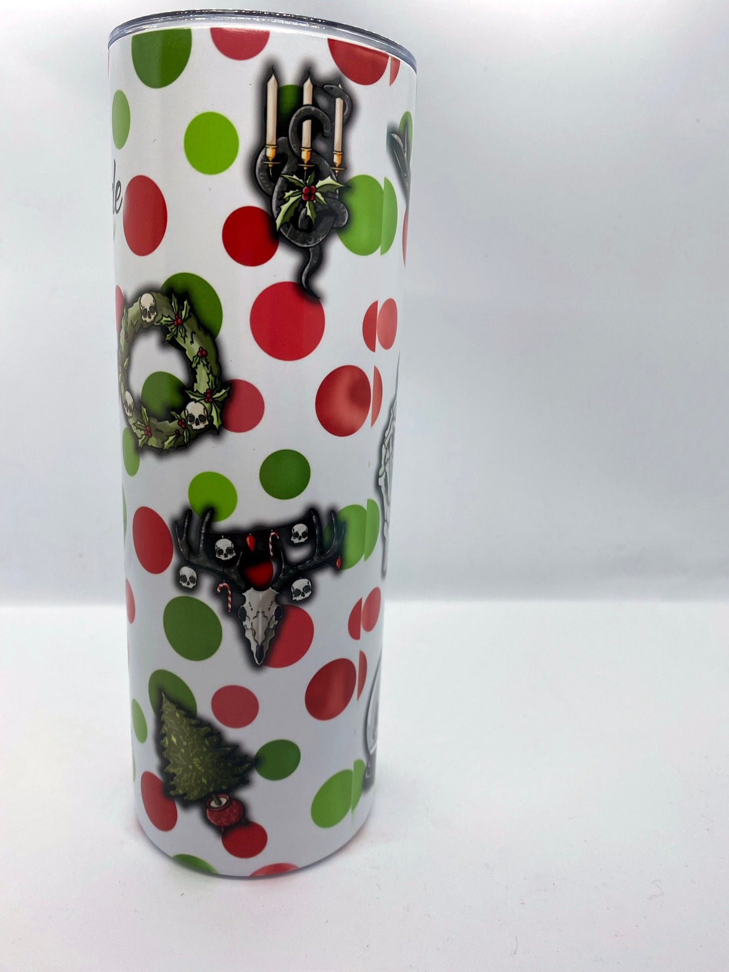 Dead Inside Christmas Glow in the Dark Tumbler | 20oz Skinny Tumbler | Goth, Creepy, Skeleton Christmas