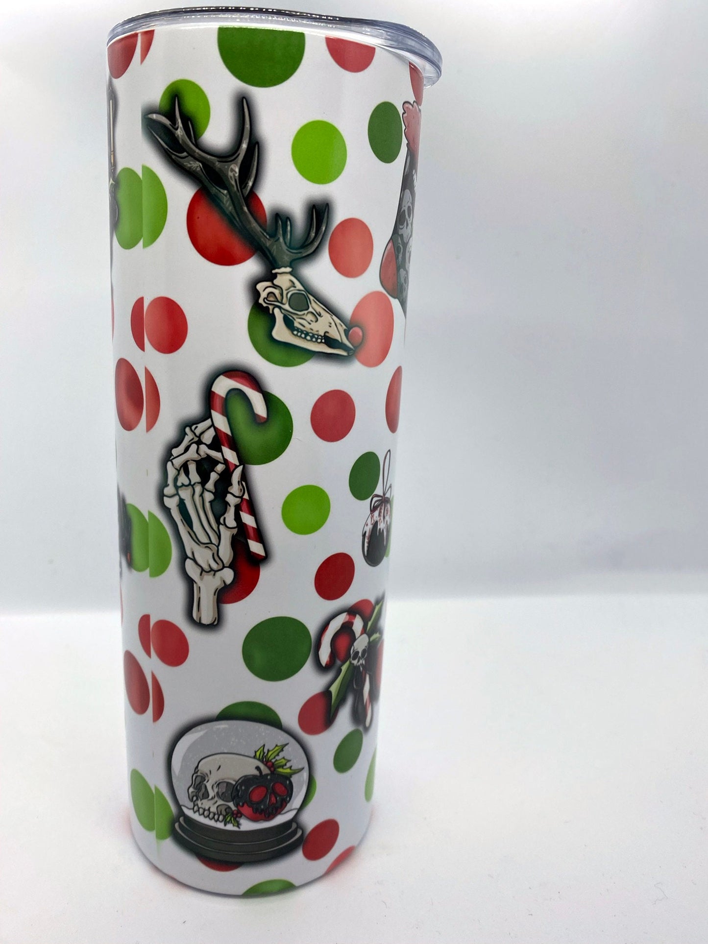 Dead Inside Christmas Glow in the Dark Tumbler | 20oz Skinny Tumbler | Goth, Creepy, Skeleton Christmas