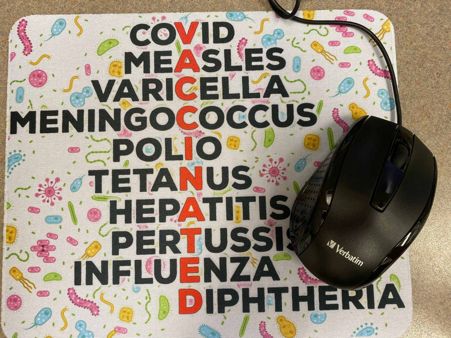Vaccinated Mousepad, Vaccine Mousepad, Vaccinated Accessories, Nurse Mousepad, Vaccines Saves Lives, Vaccine Preventable Disease Accessories
