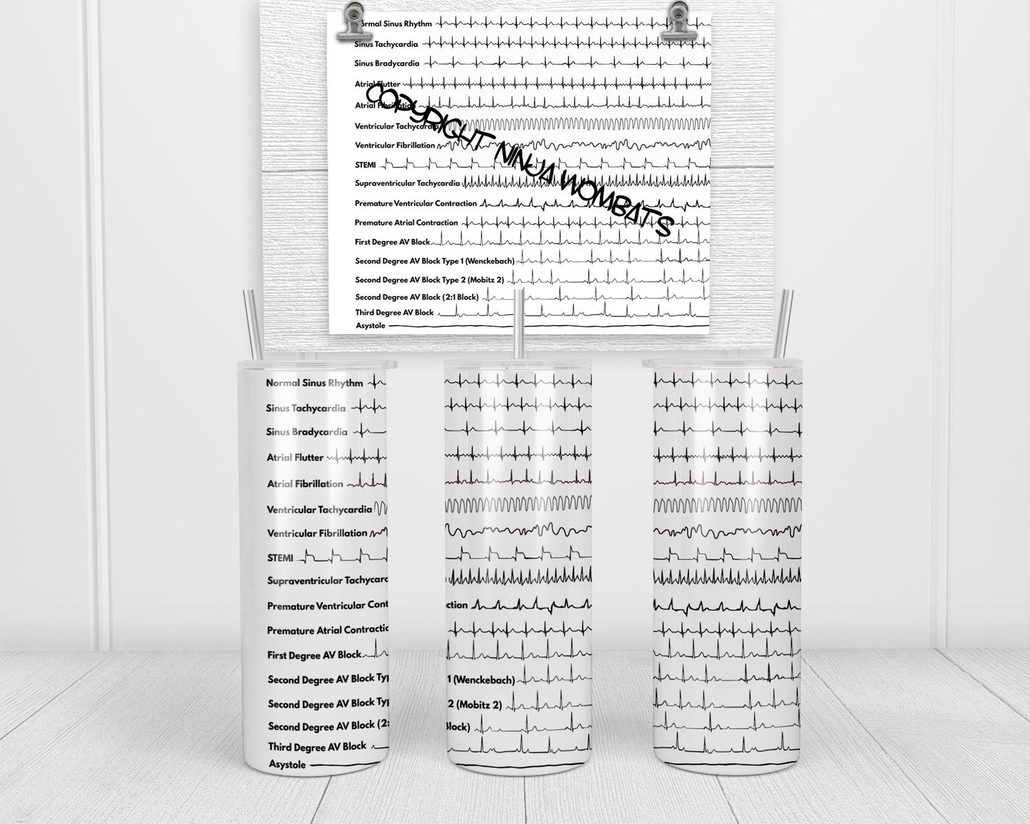 Personalized Cardiology Cardiac EKG ACLS | 20oz Skinny Tumbler | Fun Gift for Nurses, Cardiologists, Medical Students, Electrophysiologists
