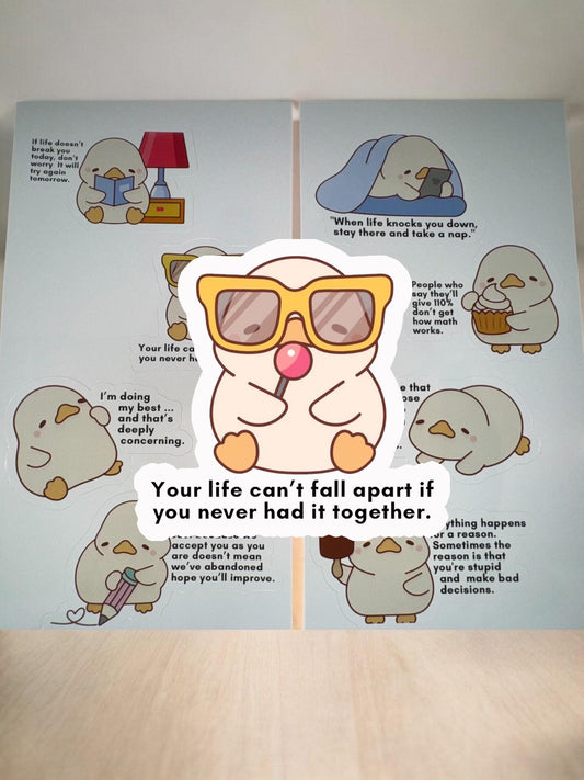 Demotivating Duck Stickers - Sarcasm stickers, Journal Stickers, Fun Gift for Friend or Coworker
