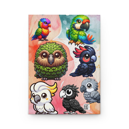 Parrot Species Hardcover Journal, Cute Cartoon Parrots, Macaw Journal, Bird Watching Notebook, Animal Lover Diary, Tropical Bird Notepad