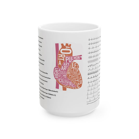 Cardiology Cardiac EKG ACLS | 15oz Ceramic Mug | Fun Gift for Nurses, Cardiologists, Medical Students, Electrophysiologists