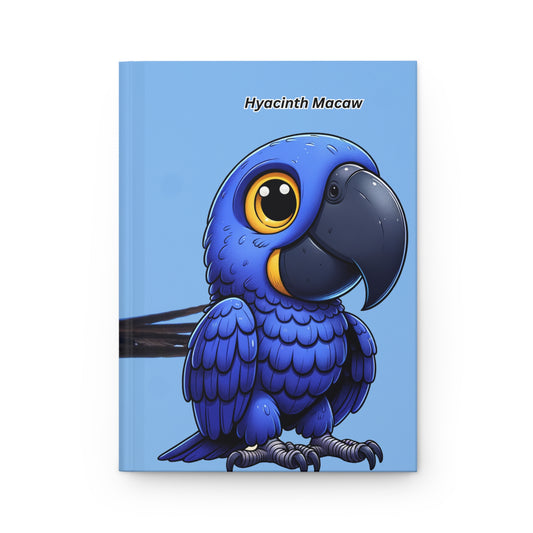 Hardcover Journal Matte, Hyacinth Macaw Notebook for Zookeepers, Parrot Owners, Bird Lover Gift, Animal Print Diary, Wildlife Journal,