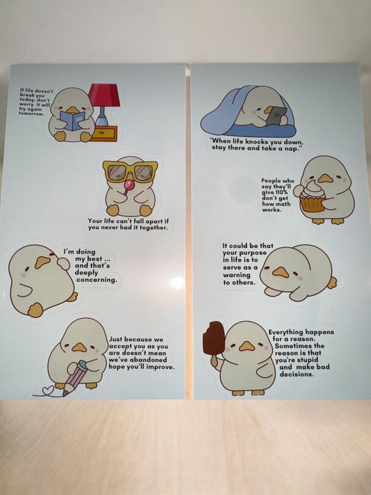 Demotivating Duck Stickers - Sarcasm stickers, Journal Stickers, Fun Gift for Friend or Coworker