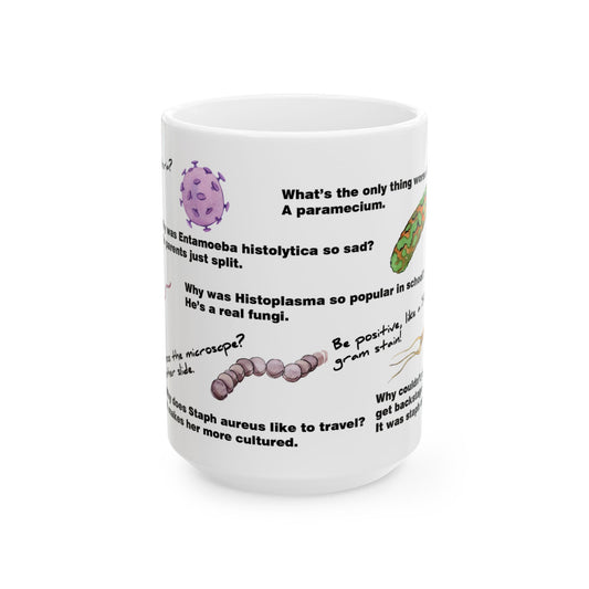 Microbiology Puns 15oz Ceramic Mug | Fun Gift for Microbiologists, Infectious Disease Professionals, Teachers