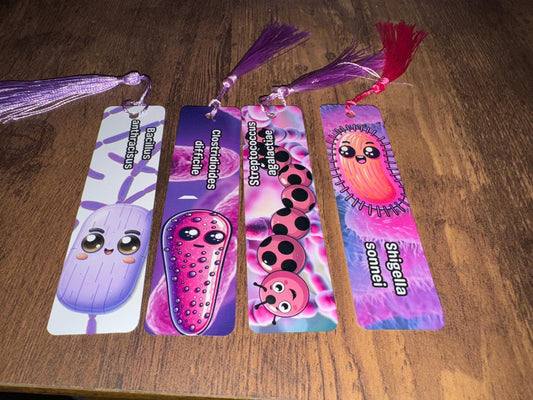 Cartoon Microbe Bookmarks - Fun Gift for Microbiologists, Infectious Disease Professionals, Teachers
