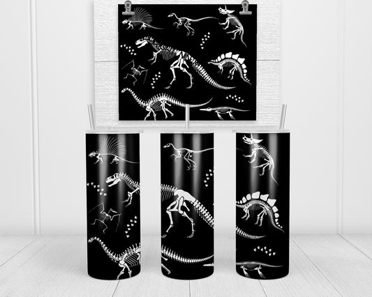 Dinosaur Bones Glow in the Dark Tumbler | 20oz Skinny Tumbler | Dinosaur Lovers and Jurassic Fans
