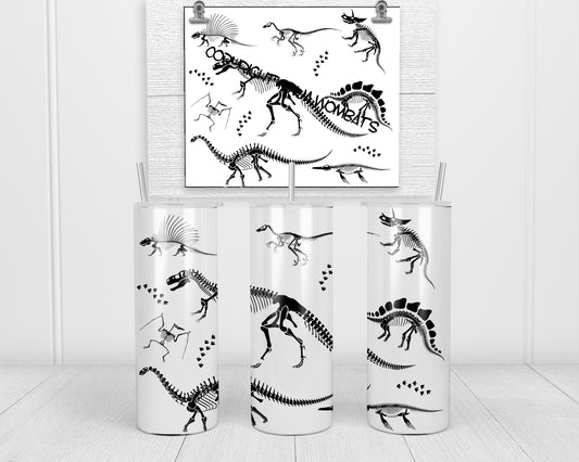 Dinosaur Bones Glow in the Dark Tumbler | 20oz Skinny Tumbler | Dinosaur Lovers and Jurassic Fans