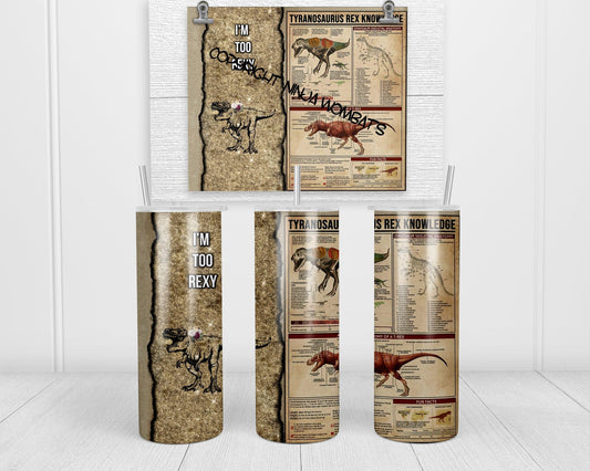 T-Rex Knowledge Tumbler | 20oz Skinny Tumbler | Dinosaur Lovers and Jurassic Fans