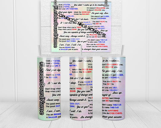 Spin Instructor Quotes | 20oz Skinny Tumbler | Inspirational Gift for Cyclists, Fitness Friends, Peloton Fans