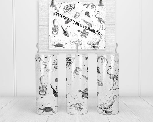 Animal Bones Glow Tumbler, Cup | 20oz Skinny Tumbler | Gift for Wildlife Scientists, Biologists, Vintage Animal, Glow