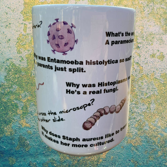 Microbiology Puns 15oz Ceramic Mug | Fun Gift for Microbiologists, Infectious Disease Professionals, Teachers