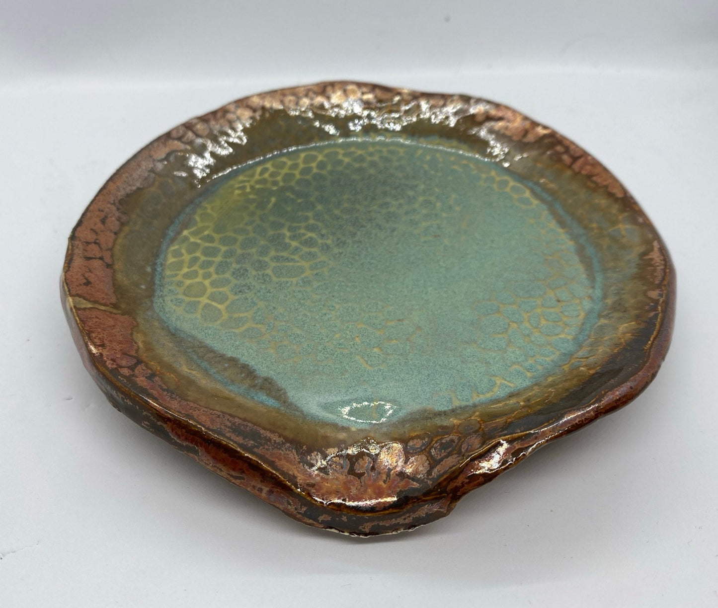 Dragon Scale Textured Metallic Spoon Rest - Porcelain Ceramics