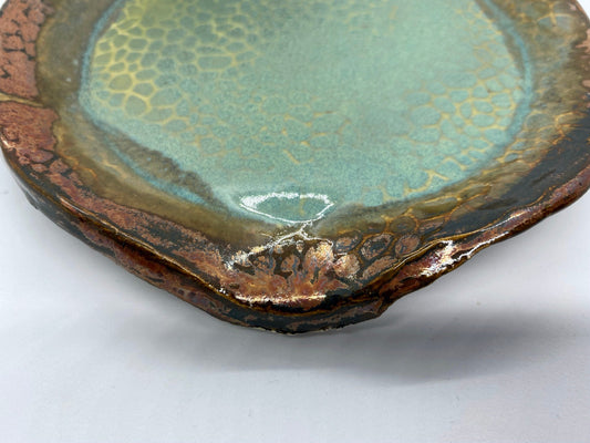 Dragon Scale Textured Metallic Spoon Rest - Porcelain Ceramics