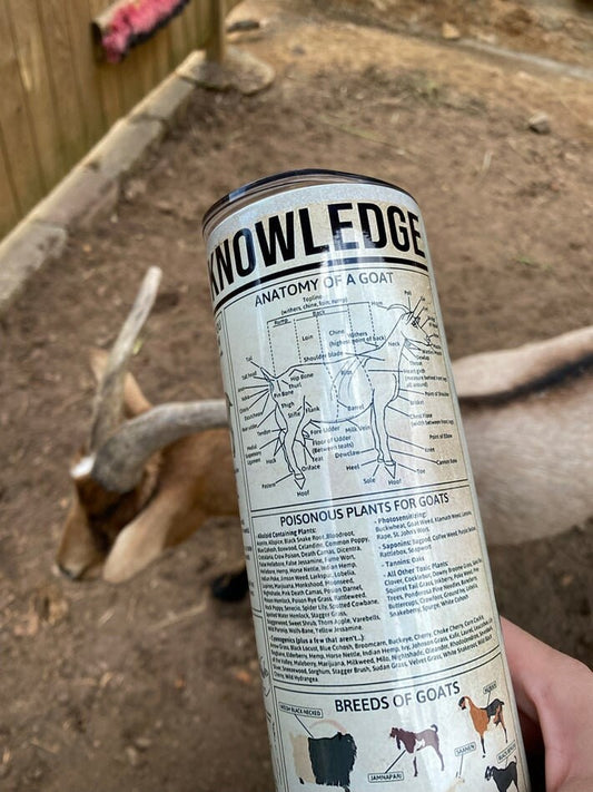 Goat Knowledge Tumbler | 20oz Skinny Tumbler | Goat Keeper gift, Farm, Urban Farming