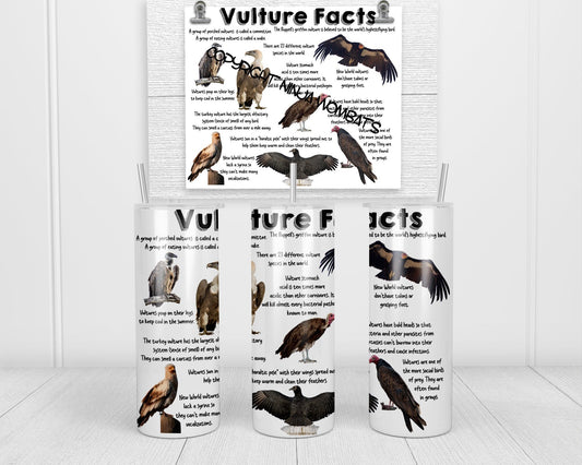 Vulture Facts Tumbler, Cup | 20oz Skinny Tumbler |  Gift for Wildlife Lover, Falconer, Educator, Over the Hill Gift