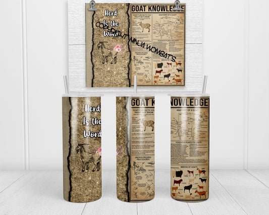 Goat Knowledge Tumbler | 20oz Skinny Tumbler | Goat Keeper gift, Farm, Urban Farming