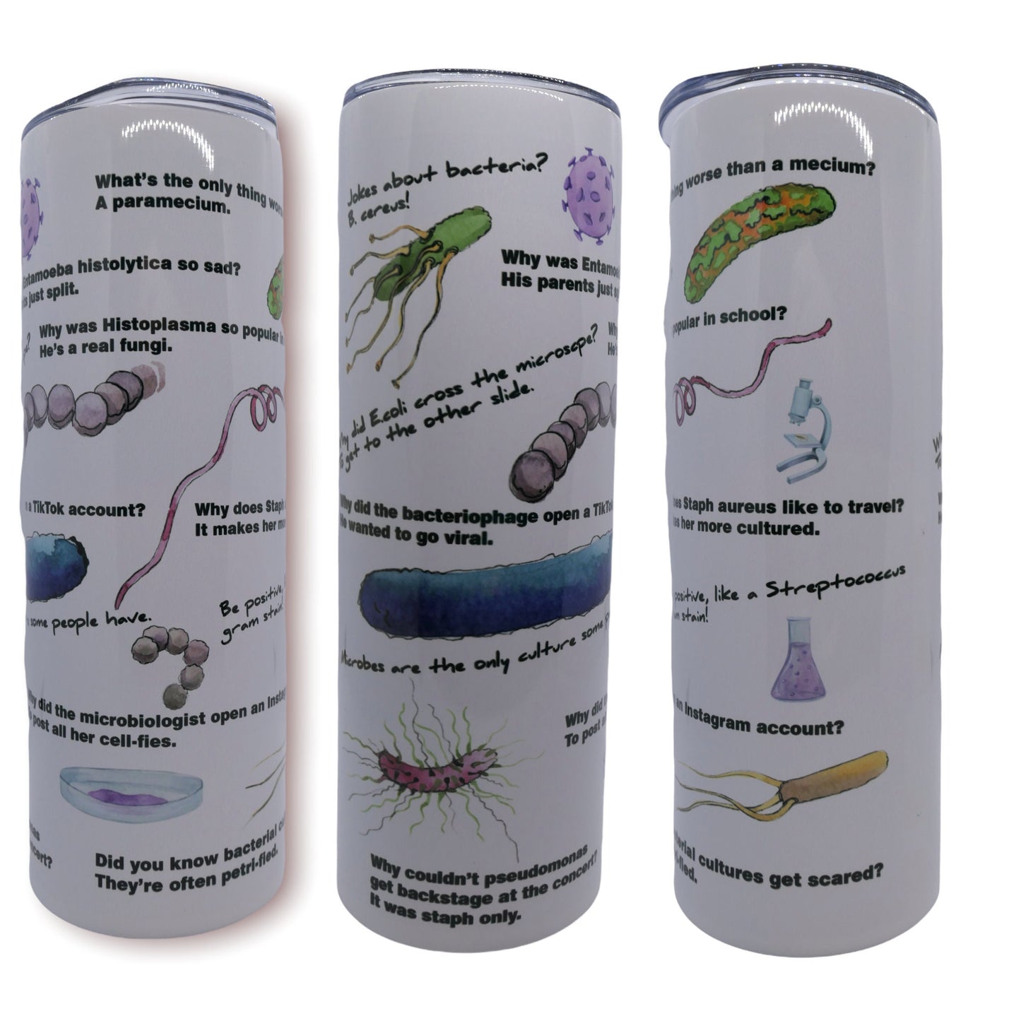 Microbiology Puns | 20oz Skinny Tumbler | Fun Gift for Microbiologists, Infectious Disease Professionals, Teachers